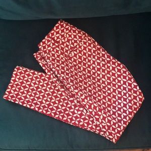 LOFT Size 2 Red & White Marisa Skinny Pants